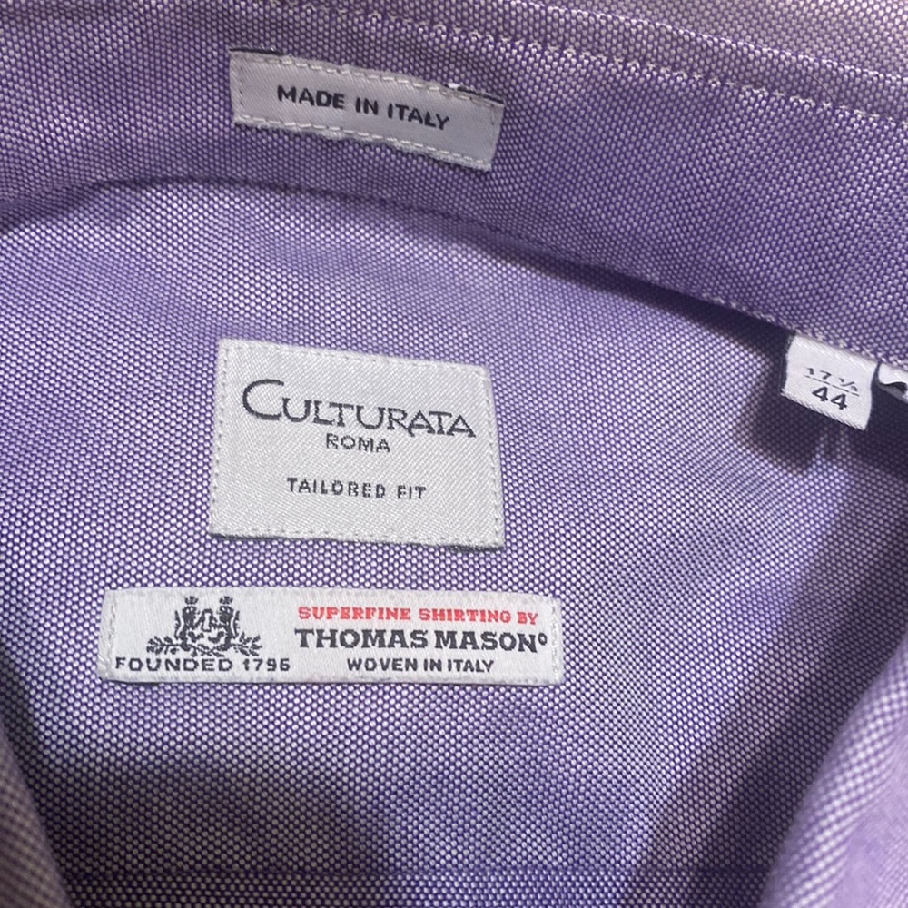 lilac Culturata Italian made dress shirt 17.5 / 44